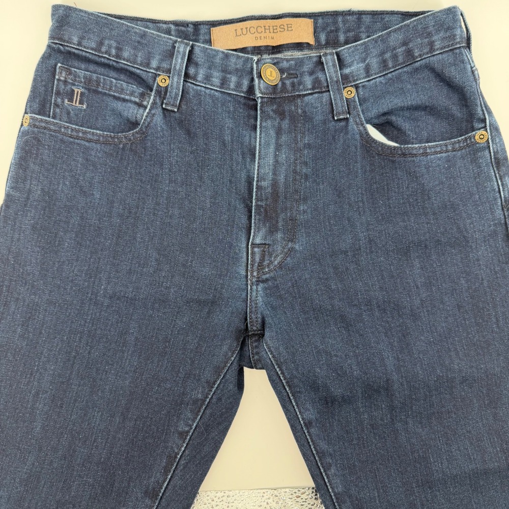 Lucchese Denim Mens Straight Leg Jeans Dark Wash Made in USA 29x34